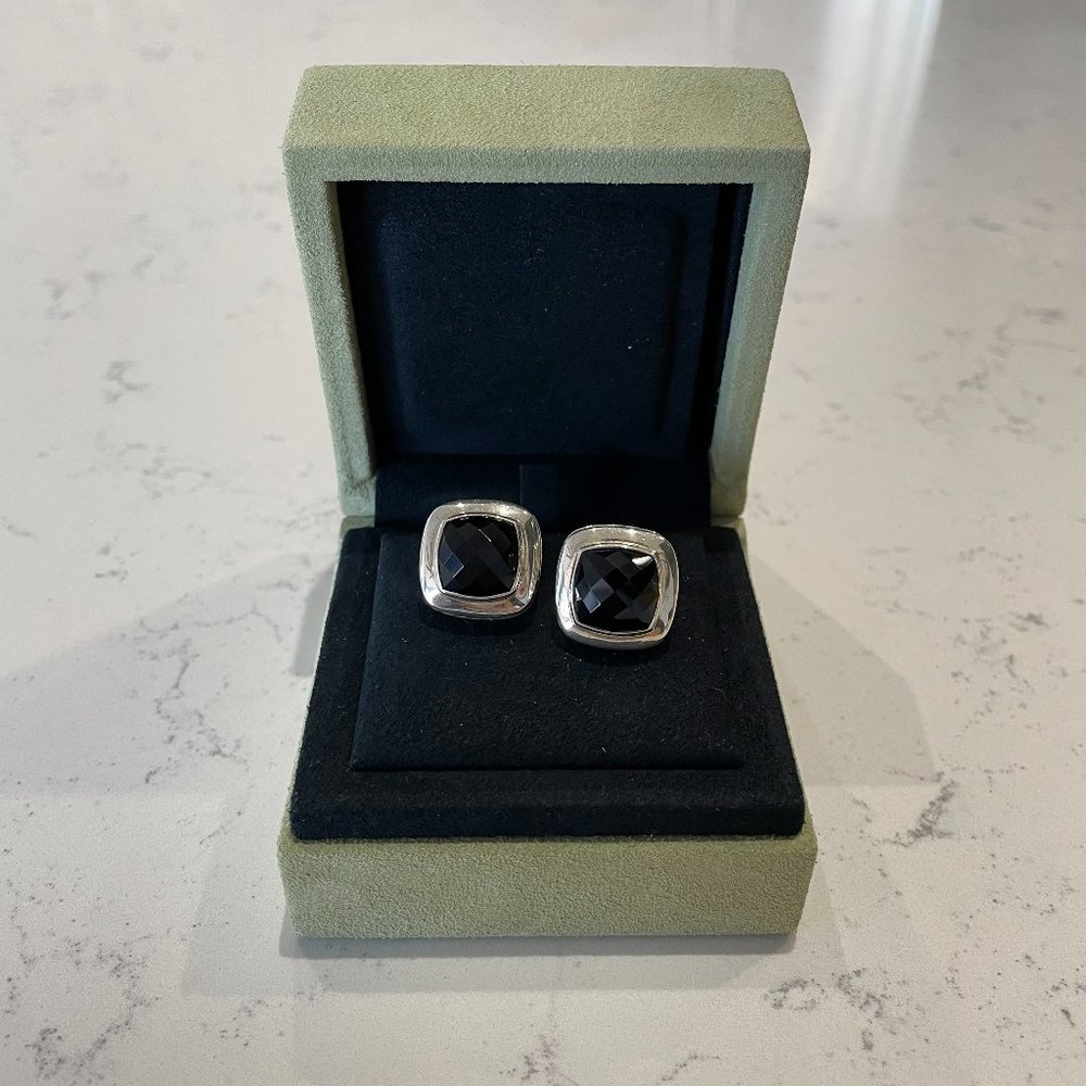 David Yurman Albion Stud Earrings in Sterling Silver with Black Onyx